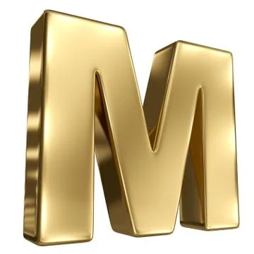 Letter m from gold solid alphabet Stock Illustration