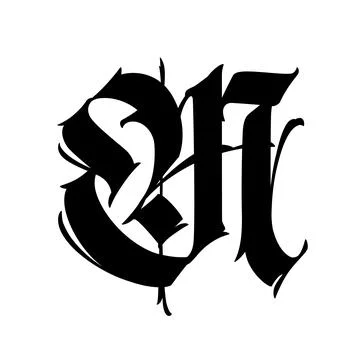 Letter M, in the Gothic style. Vector. Alphabet. Calligraphy and lettering. M Stock Illustration