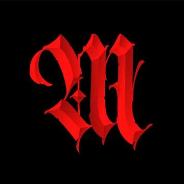 Letter M, in the Gothic style. Vector. Alphabet. Calligraphy and lettering. M Stock Illustration
