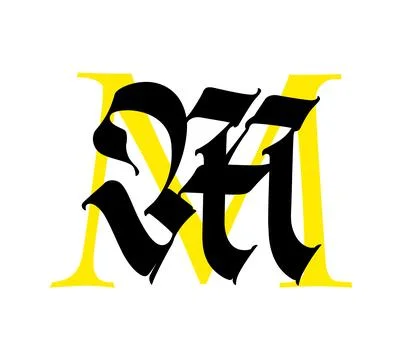 Letter M, in the Gothic style. Vector. Alphabet. The symbol is isolated on a Stock Illustration