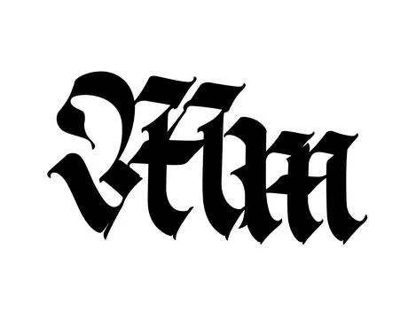 Letter M, in the Gothic style. Vector. Alphabet. The symbol is isolated on a Stock Illustration