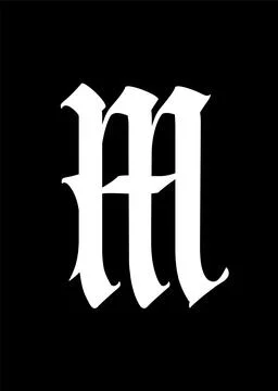 Letter m, in the Gothic style. Vector. Alphabet. The symbol is isolated on a Stock Illustration