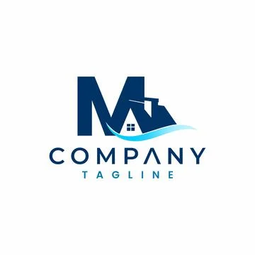 Letter M House Logo , Initial Home Logo Stock Illustration