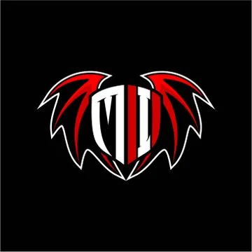 Letter M I initial vector logo template with a minimalist dragon wing style Stock Illustration