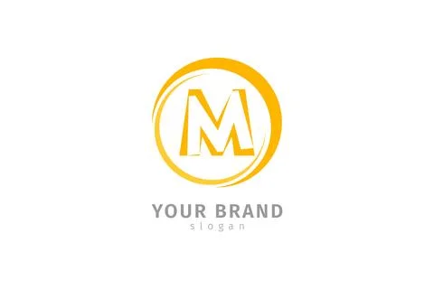 Letter M inside circle like coin logo for finance, crypto currency, exchange Ilustração Stock