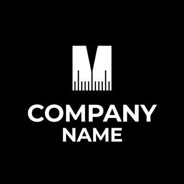 The letter M inside is a ruler. logo for engineer Stock Illustration