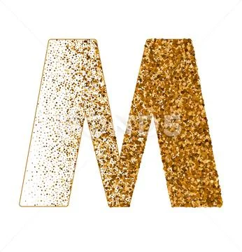 Letter M of Latin alphabet decorated with sand effect stipple texture ...