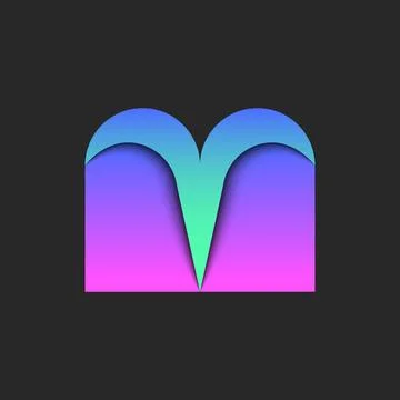 Letter M logo creative car emblem, speed moving shape bright gradient typog.. Stock Illustration