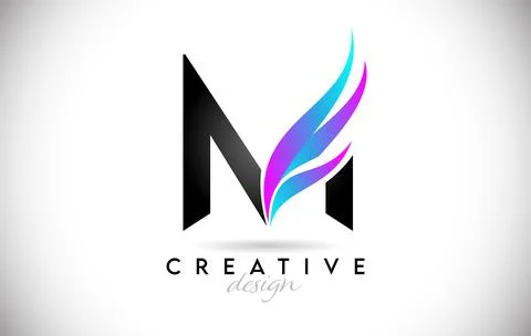 Letter M Logo with creative gradient swooshes.Creative elegant letter M with  Stock Illustration