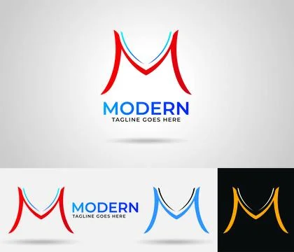 Letter M logo design with red, blue and golden colors, Modern Business logo Stock Illustration