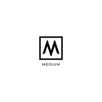 Letter M Logo Design Template, Square Logo Concept, Black &amp; White, Simple &amp;.. 库存插图