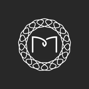 Letter M logo monogram frame, mockup for wedding invitation or design of embl Stock Illustration