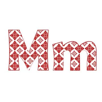 Letter M Logo Template Design made from line thai art pattern. 스톡 일러스트
