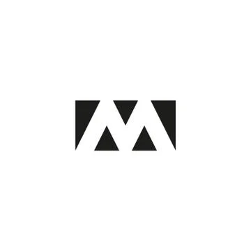 Letter M logo web icon, black and white rectangle geometric shape from triang イラスト素材