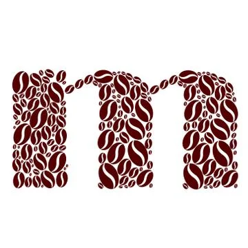 Letter m  made of coffee beans vector set Illustrazione stock