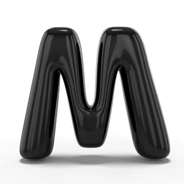 Letter M made of inflatable balloon isolated on white background. 3D Stock Illustration