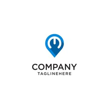 Letter M With Map Pointer logo design concept template Stockillustratie