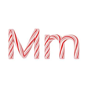 Letter M Mint Candy Cane Alphabet Collection Striped in Red Christmas Colour  Stock Illustration