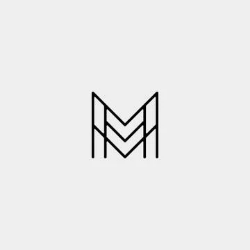 Letter M MM Monogram Logo Design Minimal Stock Illustration