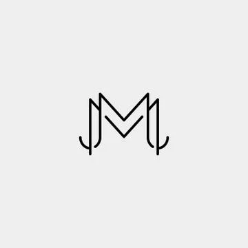 Letter M MM Monogram Logo Design Minimal Stock Illustration