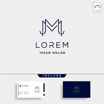 Letter M MM Monogram Logo Design Minimal Stock Illustration