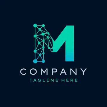 Letter M Molecule Logo, Bio tech Connect Dots Science Technology Logo Design  Stock Illustration
