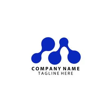 Letter M molecule logo design vector Иллюстрация