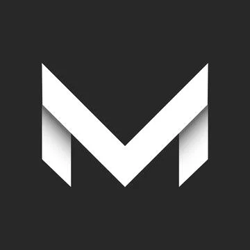 Letter M monogram initial logo with lines sharp shape 3D overlapping white .. Stock Illustration