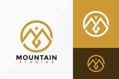 Letter M Mountain Studios Logo Design. Modern Idea logos designs Vector illus Illustrazione stock