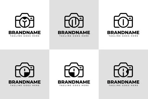 Letter M N O P Q R Camera Modern Logo Set, symbolizing photography, product.. Stock Illustration