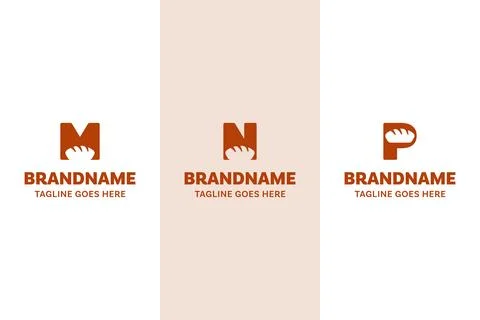 Letter M N P Bread Modern Logo Set, symbolizing freshness, craftsmanship, a.. Stock Illustration