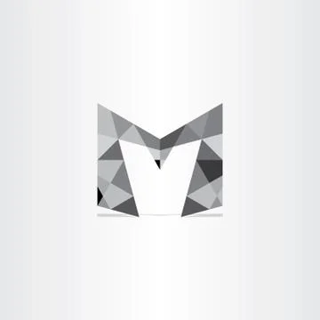 Letter m polygon grayscale icon Illustrazione stock