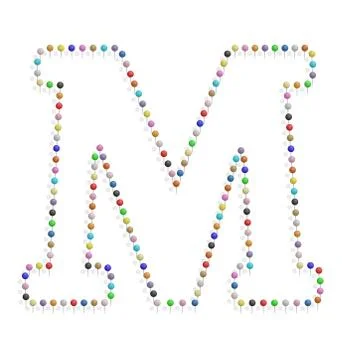 Letter m with pushpin 스톡 일러스트
