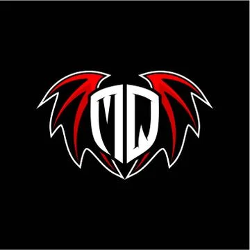 Letter M Q initial vector logo template with a minimalist dragon wing style Stock Illustration