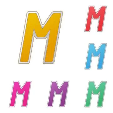 Letter M, set of colour variants, on a white background. Vector Stock Illustration