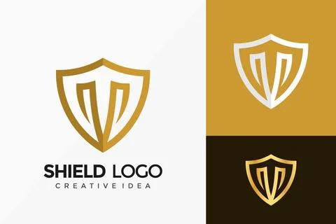 Letter M Shield Logo Vector Design. Abstract emblem, designs concept, logos,  Illustrazione stock