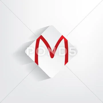 Letter m as a sticker Stock Illustration