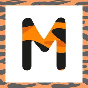 Letter M with tiger pattern Stock Illustration