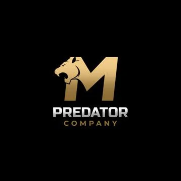 Letter M Tiger, Predator Logo Design Vector Stock Illustration