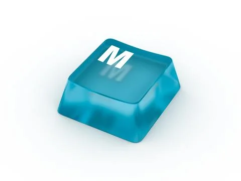 Letter M on transparent keyboard button Stock Illustration