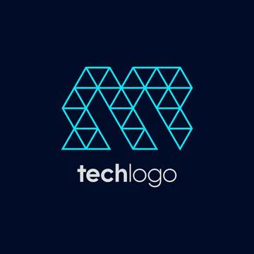 Letter M Triangle Polygon Tech Logo Stock Illustration