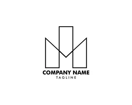 Letter M vector line logo design Stock Illustration