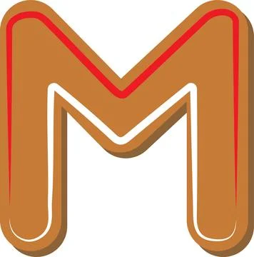 Letter M. Vector set of alphabet holidays ginger cookie isolated on white bac Stock Illustration