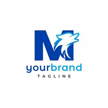 Letter M Wolf Logo Design Vector , Initial Gaming Logo Stock Illustration