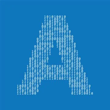 Letter A made from binary code digits. Technology background 库存插图