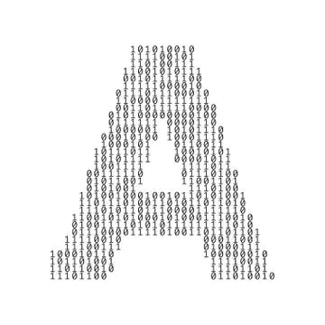 Letter A made from binary code digits. Technology background 스톡 일러스트