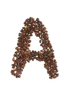 A letter made of cedar  nuts Stock Photos