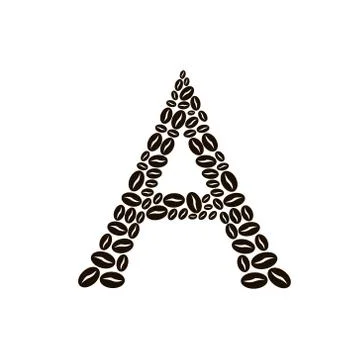 Letter a made of coffee beans vector set Stock Illustration