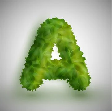 A letter made by leaves, vector. Illustrazione stock