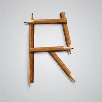 A letter made by pencil, vector. Illustrazione stock